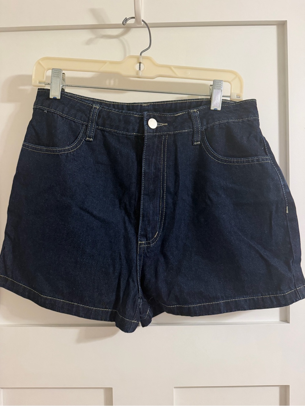Commense Dark Blue Denim High-Rise Shorts